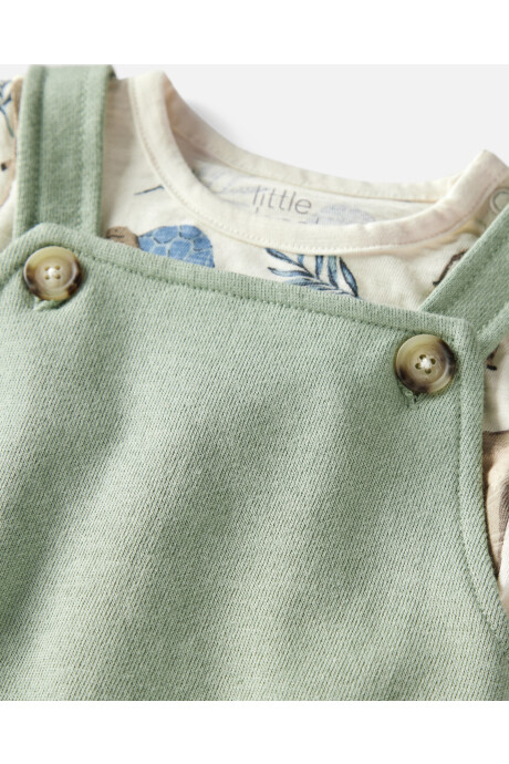 Set dos piezas de algodón orgánico, enterito corto y remera Sin color
