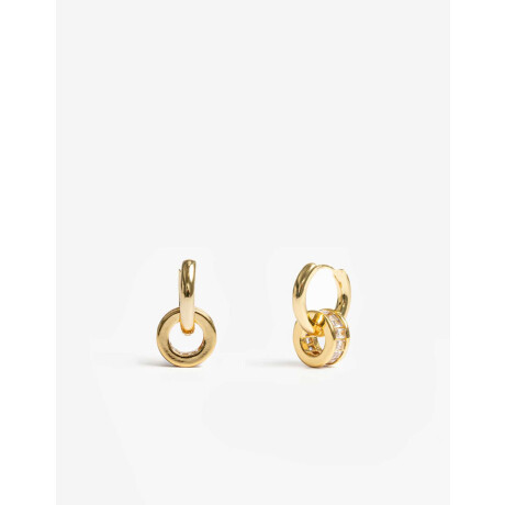 Argollas Con Charm De Cubic Zirconia Dorado