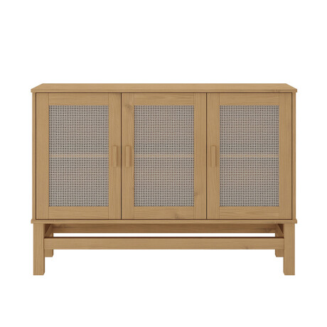 APARADOR BUFFET DE 3 PUERTAS EN MADERA MACIZA CON RATAN NATURAL APARADOR BUFFET DE 3 PUERTAS EN MADERA MACIZA CON RATAN NATURAL