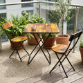 Juego de balcón terraza mesa cuadrada con 2 sillas Juego de balcón terraza mesa cuadrada con 2 sillas