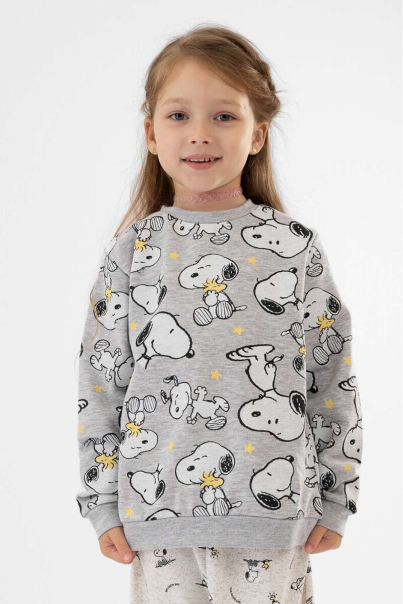 Buzo infantil snoopy - Gris melange 