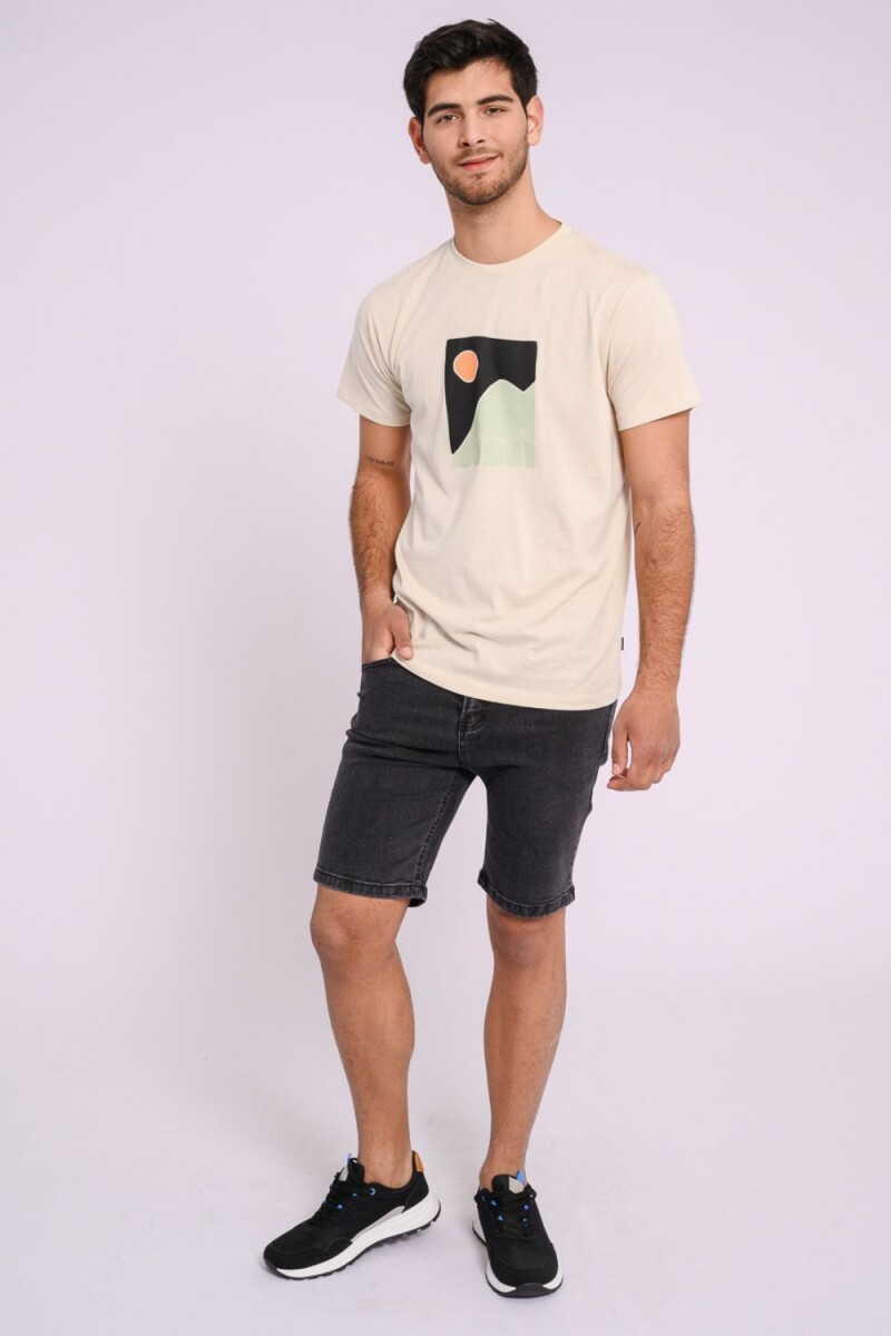 Remera estampada Beige