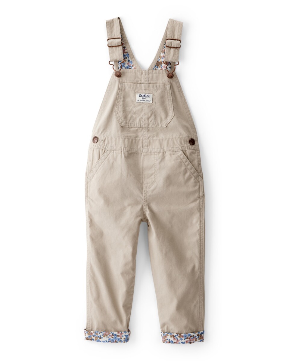Enterito de lona liviana, khaki, con forro floral 