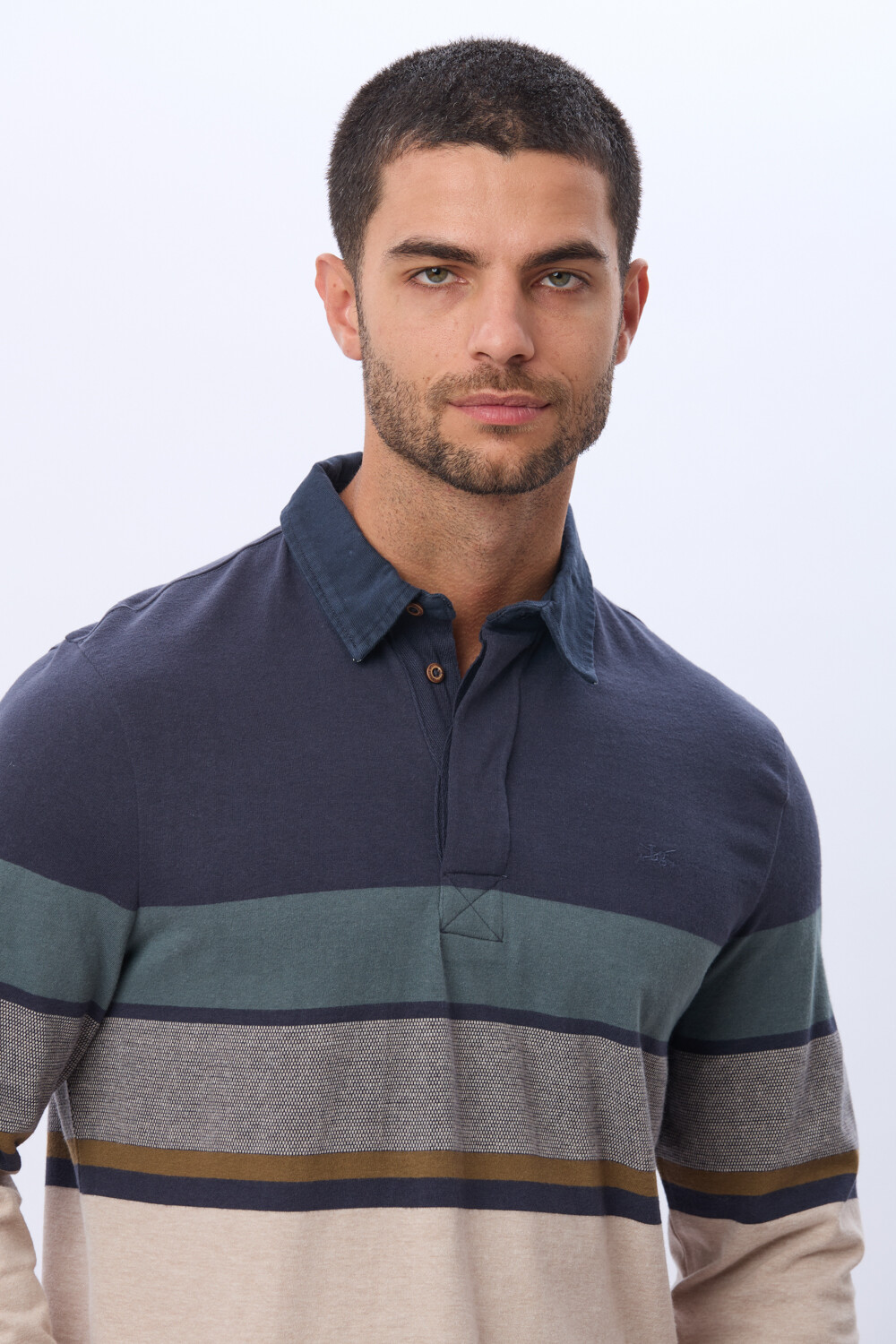 REMERA POLO RAYADA DE ALGODÓN Beige