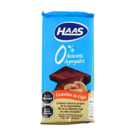 Tableta de chocolate Haaz 0% con castañas de cajú Tableta de chocolate Haaz 0% con castañas de cajú
