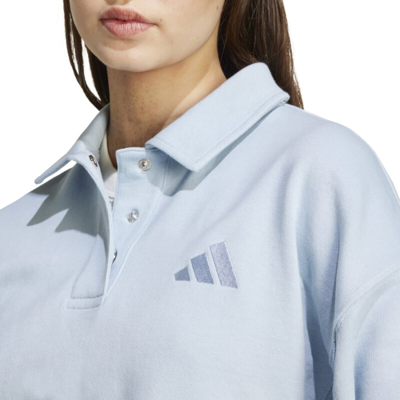 Remera Adidas French Terry Polo de Mujer - IY6793 Celeste