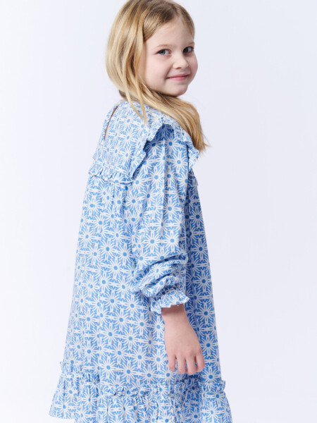 Vestido volados estampado Celeste