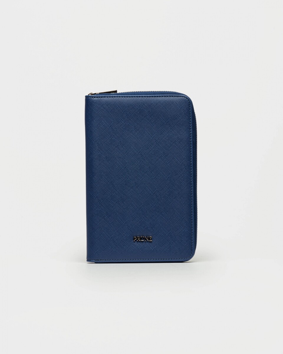 Billetera Travel en Efecto Cuero Saffiano - Azul 