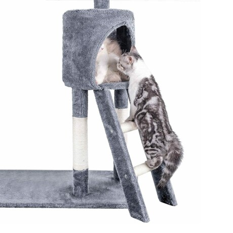 Rascador Torre 5 Niveles en Felpa y Sisal para Gato Gris