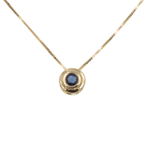 Colgante Zafiro doble virola con cadena de oro amarillo 18k Colgante Zafiro doble virola con cadena de oro amarillo 18k