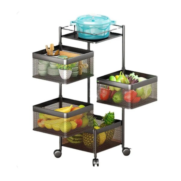 Canasto Organizador con Ruedas Carro con 4 Estantes Plegables Formato Cuadrado Canasto Organizador con Ruedas Carro con 4 Estantes Plegables Formato Cuadrado
