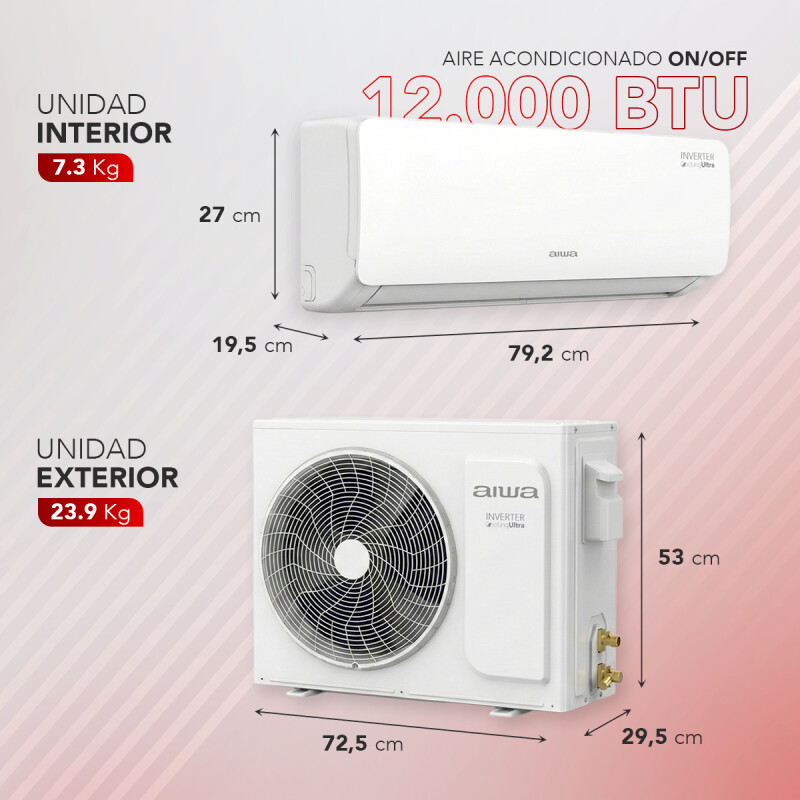 Aire Acondicionado AIWA 12000 BTU Split ON/OFF Frío/Calor Blanco | AW12ONOFF50HZ Aire Acondicionado AIWA 12000 BTU Split ON/OFF Frío/Calor Blanco | AW12ONOFF50HZ
