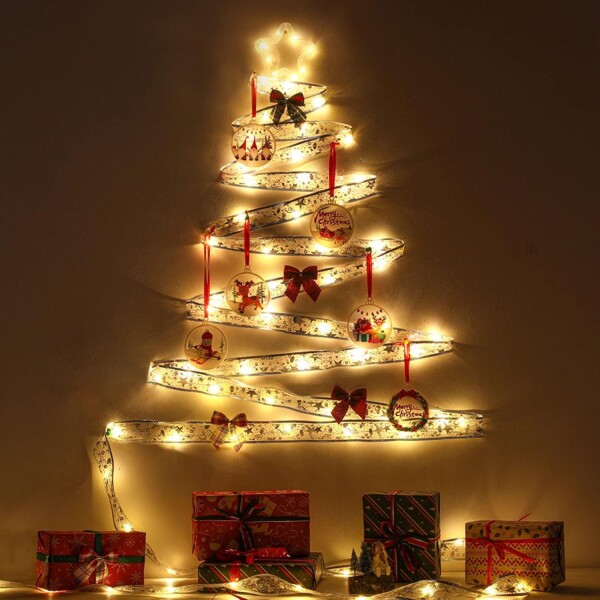 Guia Guirnalda Cinta Navidad Decoraciones Luz Calida A Pilas Variante Color Cálida