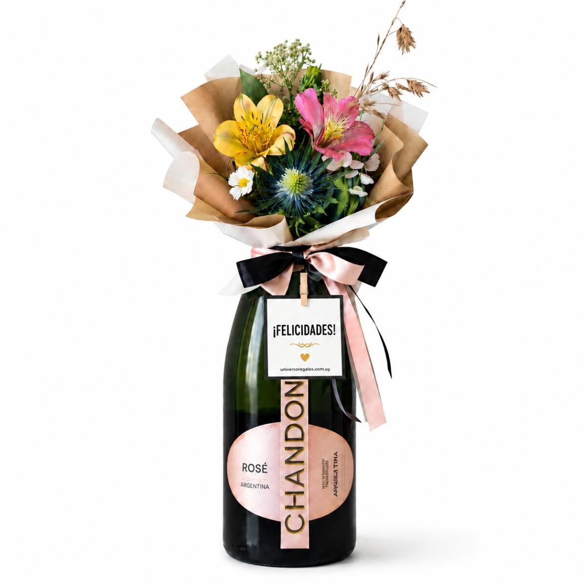 Premium Bouquet Chandon y Arreglo de flores- Felicidades! 
