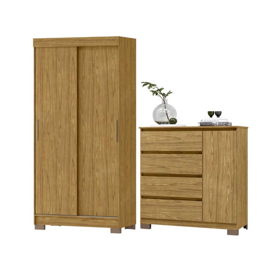 COMBO DORMITORIO – ROPERO 2 PUERTAS CORREDIZAS + CÓMODA ZAPATERA MARROCO