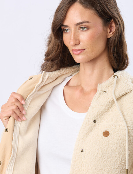 CAMPERA DE ABRIGO CON CAPUCHA Natural