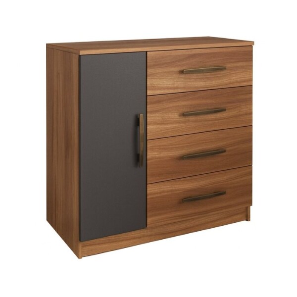 COMODA 1 PUERTA 4 CAJONES - GRAFITO/NOGAL COMODA 1 PUERTA 4 CAJONES - GRAFITO/NOGAL