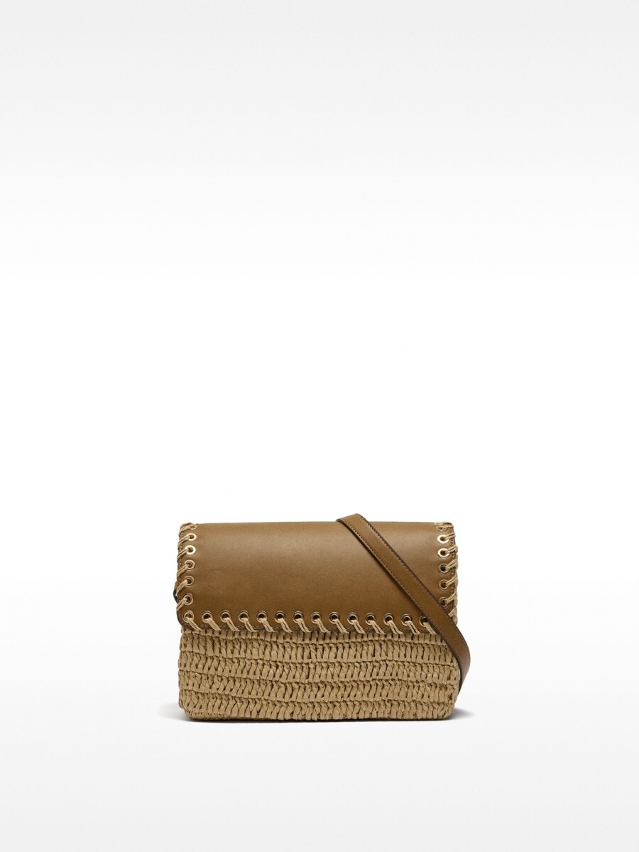 Bolso Bandolera De Efecto Rafia Con Solapa camel