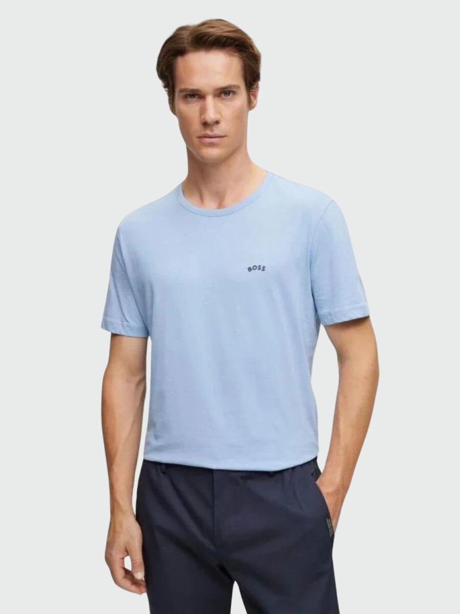 Hugo Boss -Remera básica de algodón, regular fit, TEE CURVED - Celeste 