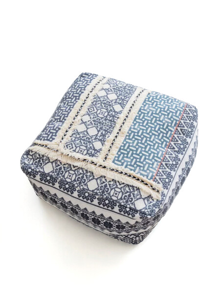PUFF CUADRADO TEXTIL ETNICO AZUL AZUL