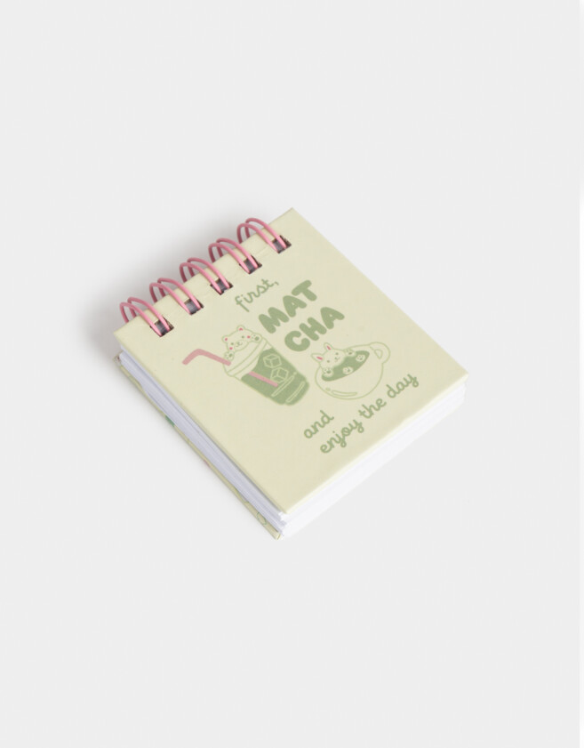 Anotadores Cuadernos y Memos Estampados Mini Memo "matcha Girly" - Verde Claro