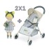 Silla De Cuevas Set 2 en 1 Coche + Muñeca Pipo Niños Juguete Variante Color Gris