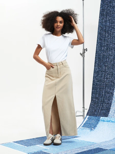 FALDA SEUTA BEIGE CLARO