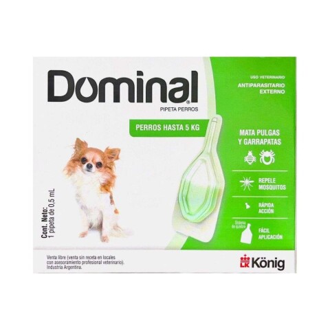 DOMINAL PIPETA ANTIPULGAS Y GARRAPATAS PARA PERROS HASTA 5 KG