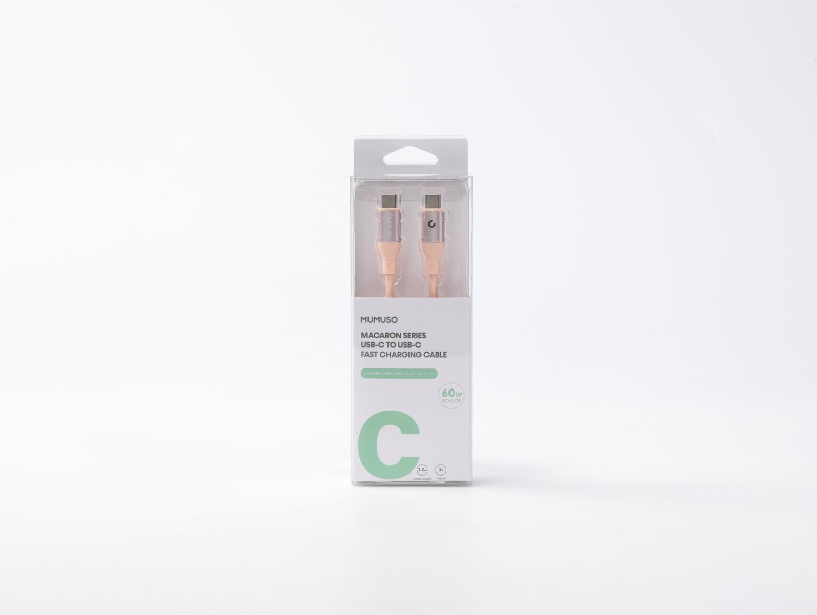 CABLE DE CARGA RÁPIDA USB-C A USB-C 60W DE SILICONA LÍQUIDA SERIE MACARON (ROSA/ 