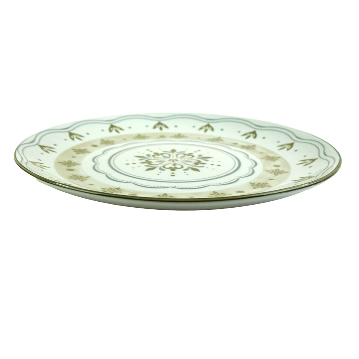 PLATO LLANO CERAMICA COLOR C/DISEÑO 27X2CM BORDE COLOR 