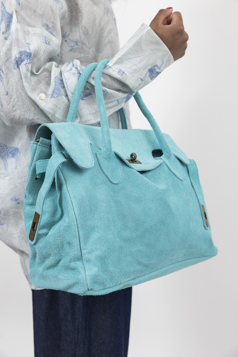 BOLSO CUERO SUNA - TURQUESA 