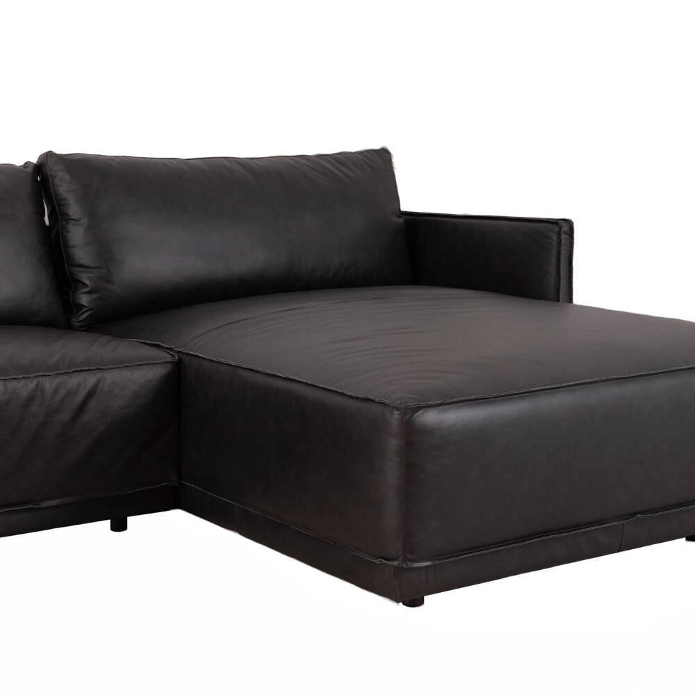 SILLÓN C/CHAISE CUERO-100-NATURAL NEGRO ROMEO TP3