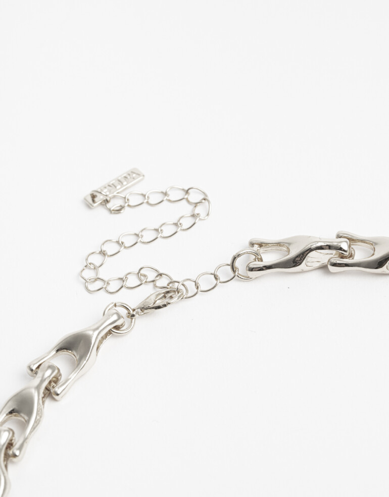 Collares Cortos Metal Collar Corto Cadena Metal - Plateado