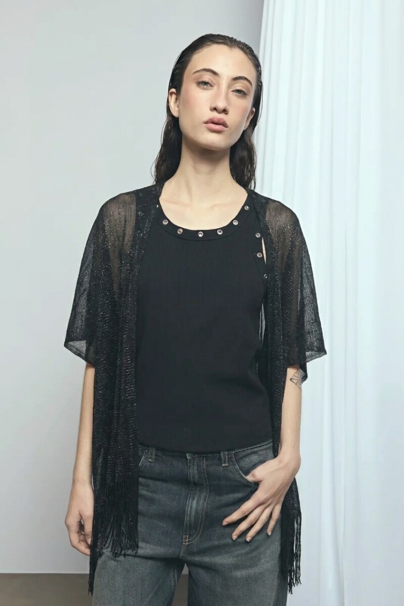 Ruana lurex party negro