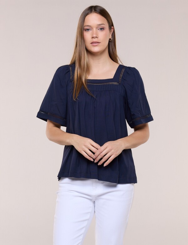Blusa Esc Cuadrado P AZUL