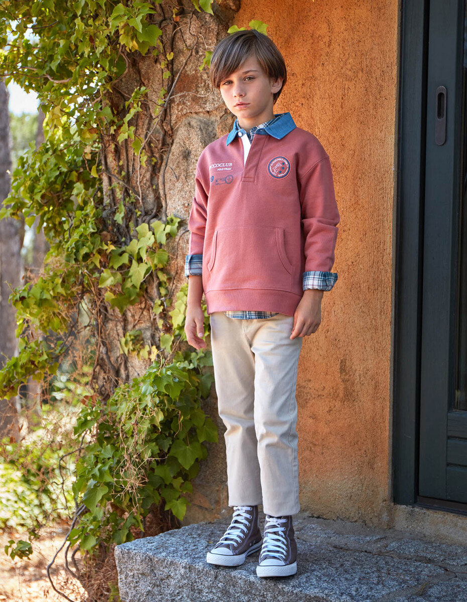 Sudadera Coral Con Bordado - Granate 