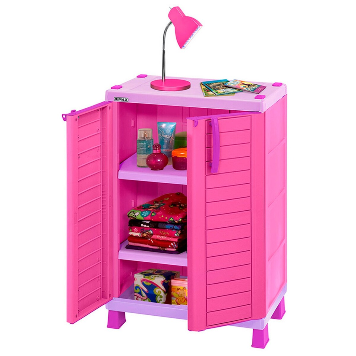 Armario infantil con 2 puertas y 2 estantes Rimax - Rosa 