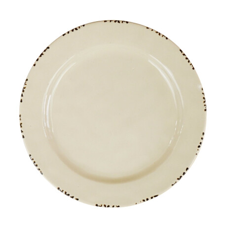 Plato llano de ceramica vintage beige con puntos Plato llano de ceramica vintage beige con puntos