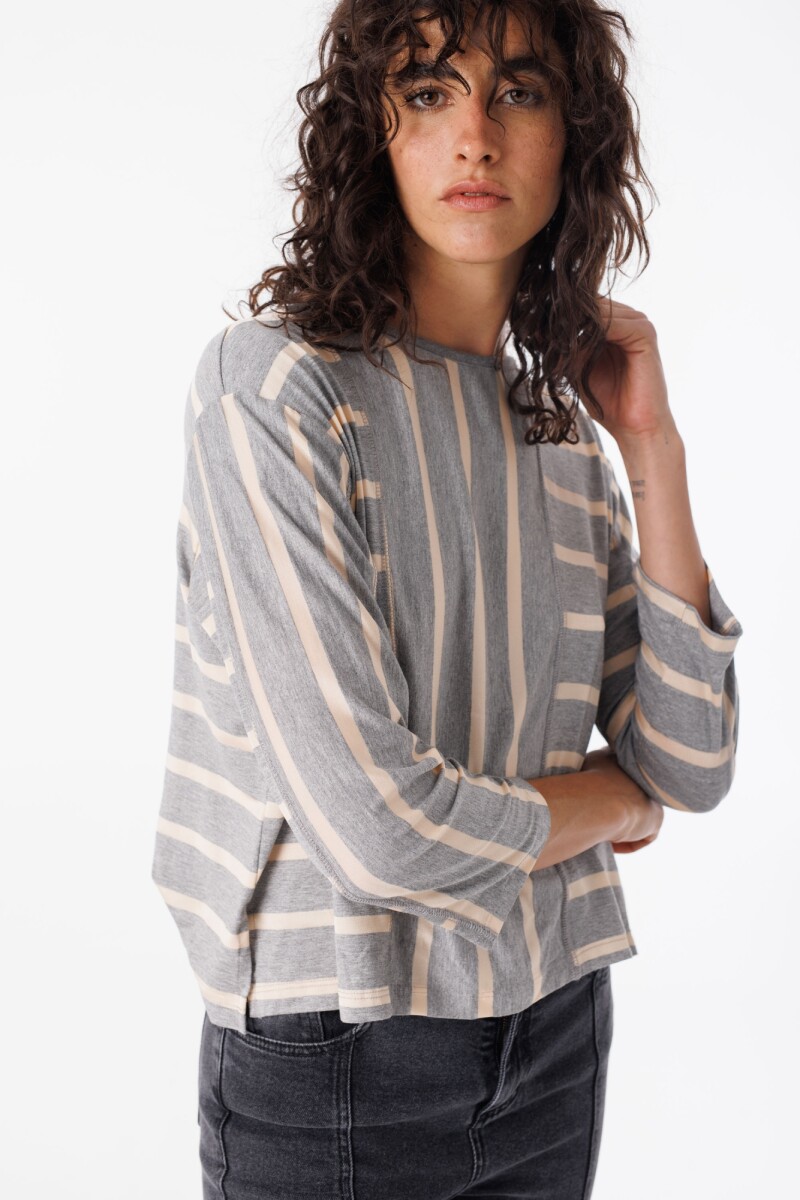 Remera Viento - Raya Gris 
