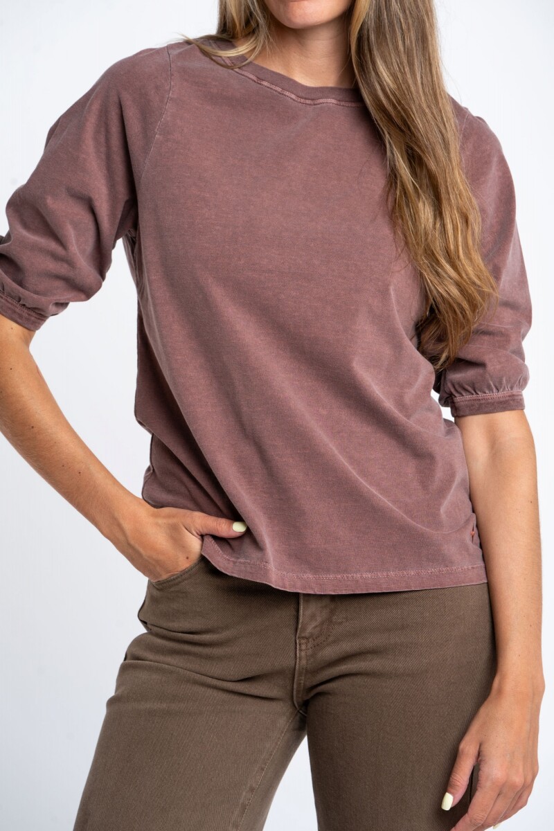 Remera Algodón Manga Globo - Chocolate 