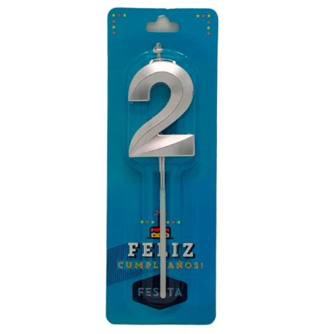 Vela Fessta Número 3D Chica Plateada DOS
