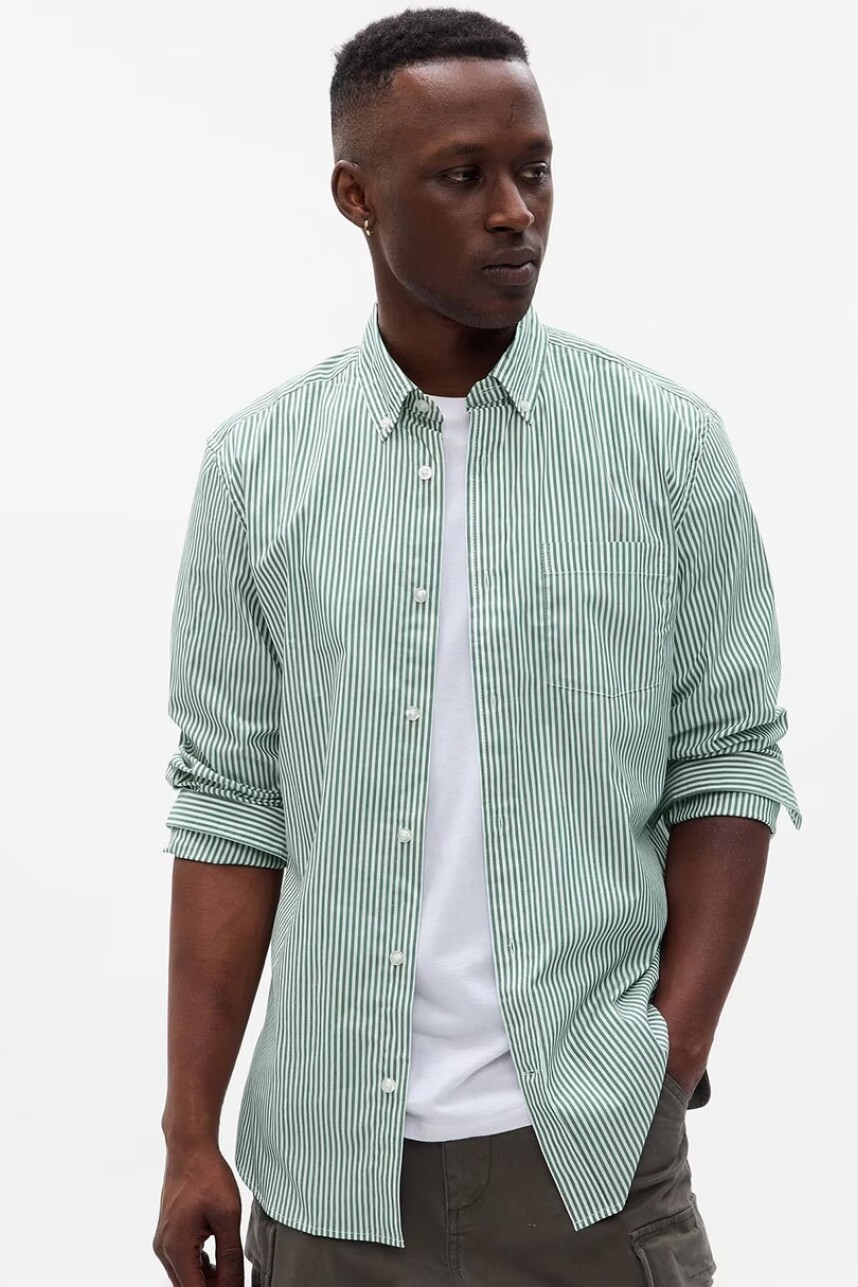 Camisa Eco Cool Max Hombre Green Stripe