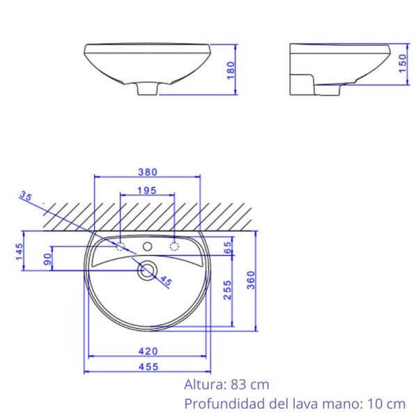 LAVATORIO CON PEDESTAL BLANCO - IZY LAVATORIO CON PEDESTAL BLANCO - IZY