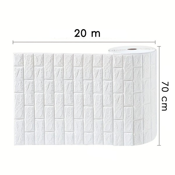 Revestimiento Pared Adhesivo 3d Piedra Ladrillo 20 Mts x 0,70 Mts Variante Color Blanco
