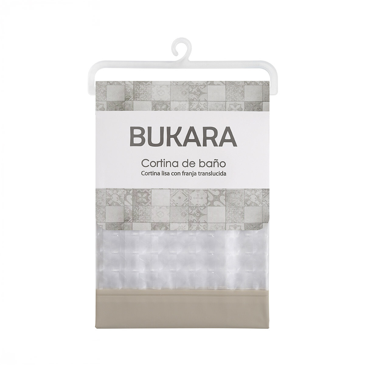 Cortina Baño con Transparencia Bukara con Argollas 180 x 180 cm - BEIGE 