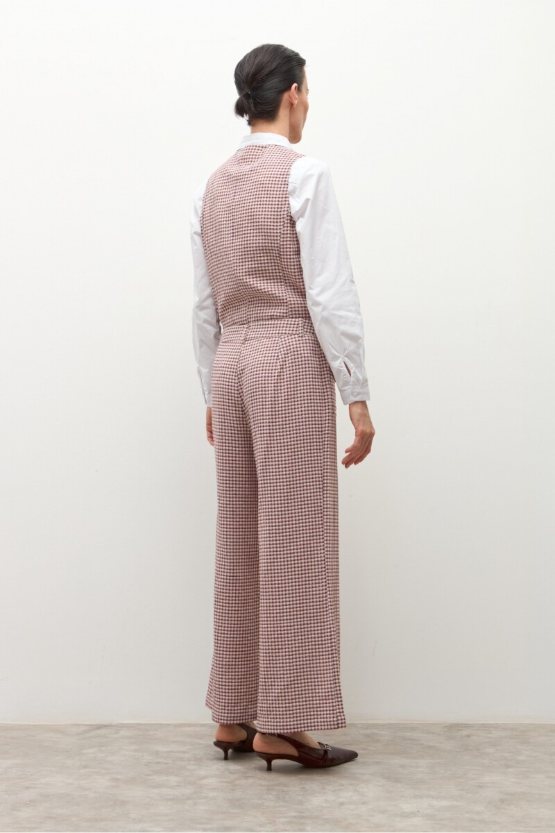 Pantalón culotte cuadros beige