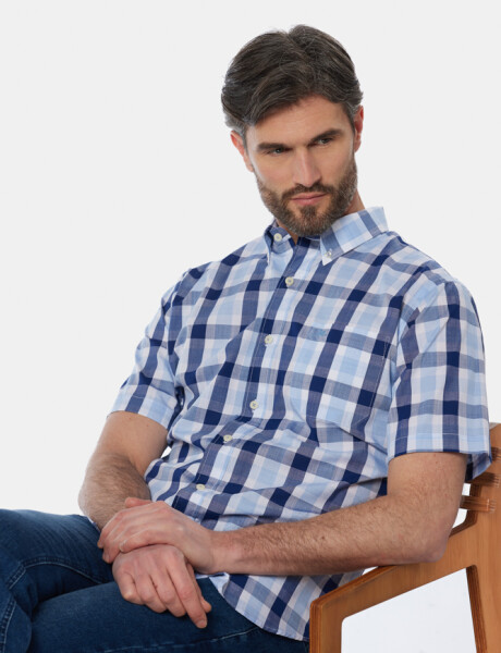 CAMISA A CUADROS Celeste
