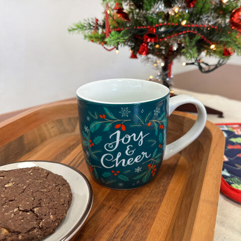 Taza navidad cerámica verde "Joy and Cheer" 354ml TV1718
