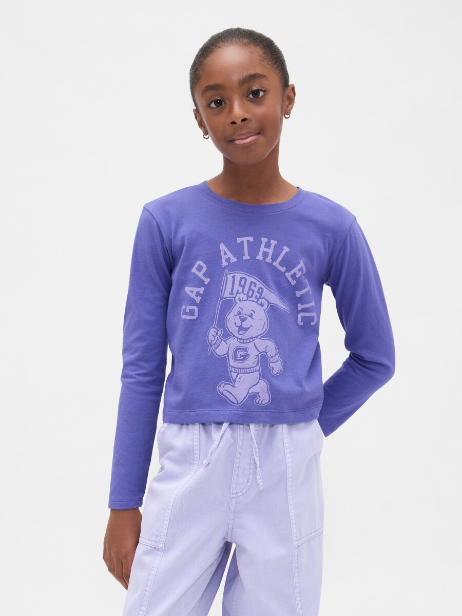 Remera Logo Gap Manga Larga Niña - Blue Iris 2 