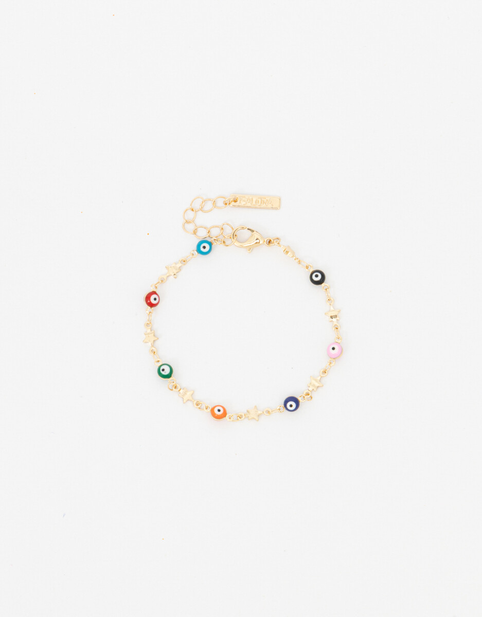 Pulsera Multicolor Dije Ojo Turco 
